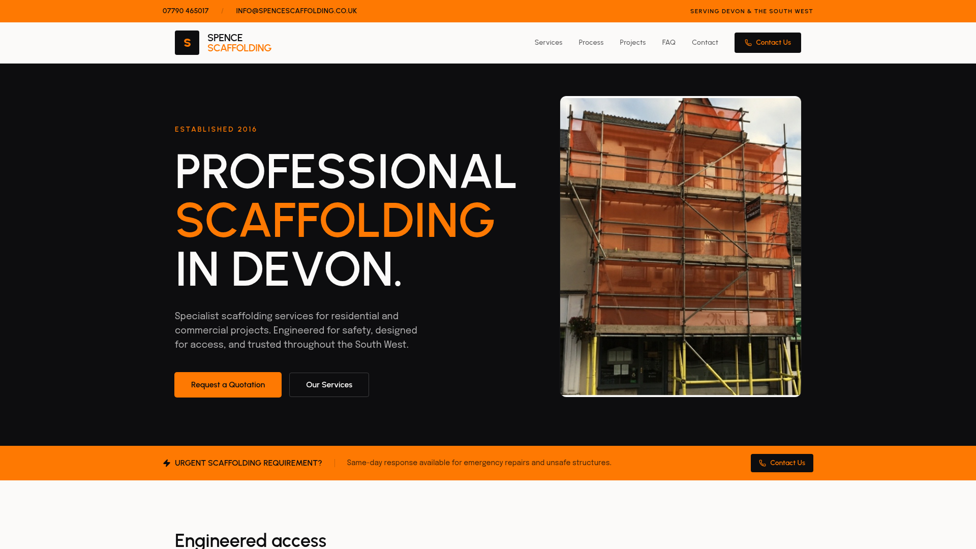 Spence Scaffolding website preview