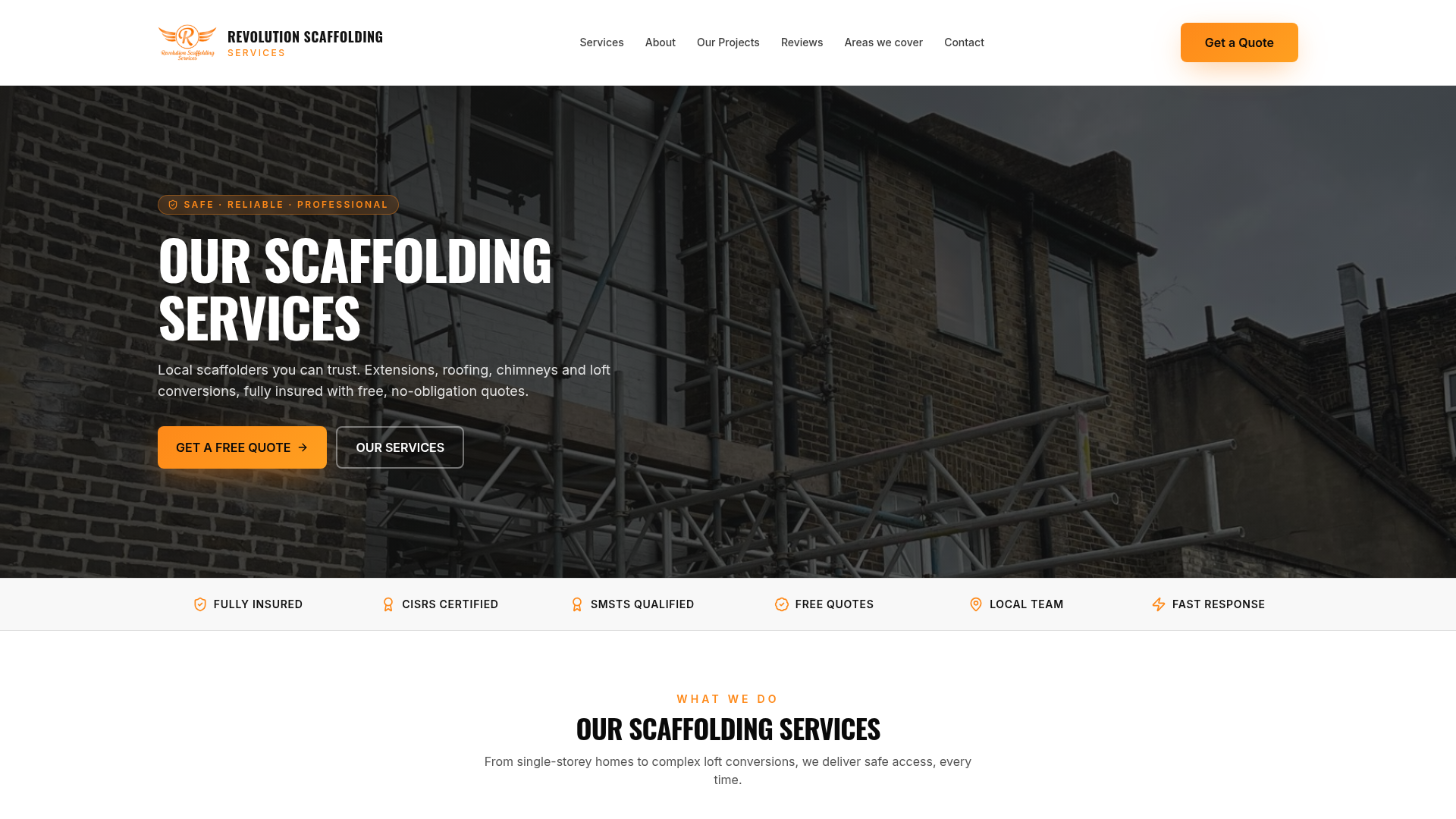 Revolution Scaffolding website preview